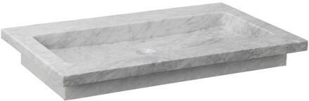 Forzalaqua Nova wastafel 60.5x51.5x9.5cm Rechthoek 0 kraangaten Natuursteen Carrara gepolijst 8010824 Carrara Gepolijst (Grijs)