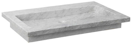 Forzalaqua Nova wastafel 60.5x51.5x9.5cm Rechthoek 0 kraangaten Natuursteen Carrara gepolijst 8010824 Carrara Gepolijst (Grijs)