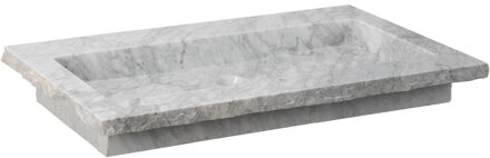 Forzalaqua Nova wastafel 60.5x51.5x9.5cm Rechthoek 0 kraangaten Natuursteen Carrara gepolijst 8010839 Carrara Gepolijst (Grijs)