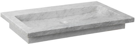 Forzalaqua Nova wastafel 60.5x51.5x9.5cm Rechthoek 1 kraangat Natuursteen Carrara gepolijst 8010825 Carrara Gepolijst (Grijs)