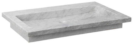 Forzalaqua Nova wastafel 60.5x51.5x9.5cm Rechthoek 1 kraangat Natuursteen Carrara gepolijst 8010825 Carrara Gepolijst (Grijs)