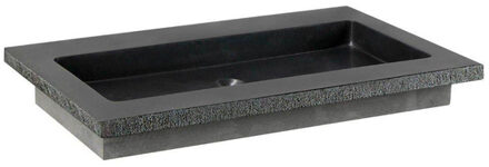 Forzalaqua Nova wastafel 60.5x51.5x9.5cm Rechthoek 1 kraangat Natuursteen Graniet gezoet & gefrijnd 8010972 Graniet Gezoet & Gefrijnd (Antraciet)