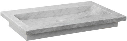 Forzalaqua Nova wastafel 80.5x51.5x9.5cm Rechthoek 0 kraangaten Natuursteen Carrara gepolijst 8010826 Carrara Gepolijst (Grijs)
