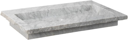 Forzalaqua Nova wastafel 80.5x51.5x9.5cm Rechthoek 0 kraangaten Natuursteen Carrara gepolijst 8010841 Carrara Gepolijst (Grijs)