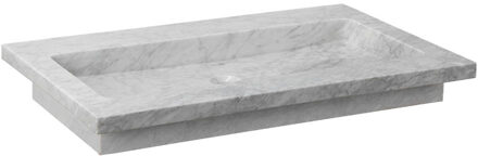 Forzalaqua Nova wastafel 80.5x51.5x9.5cm Rechthoek 1 kraangat Natuursteen Carrara gepolijst 8010827 Carrara Gepolijst (Grijs)