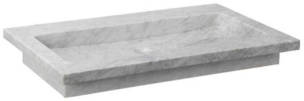 Forzalaqua Nova wastafel 80.5x51.5x9.5cm Rechthoek 1 kraangat Natuursteen Carrara gepolijst 8010827 Carrara Gepolijst (Grijs)