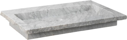 Forzalaqua Nova wastafel 80.5x51.5x9.5cm Rechthoek 2 kraangaten Natuursteen Carrara gepolijst 8010843 Carrara Gepolijst (Grijs)