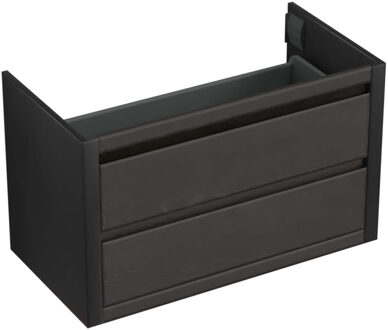 Forzalaqua Onderkast Forzalaqua Gela 100x51x60 Cm 2 Softclose Lades Eiken Black Oiled Zwart