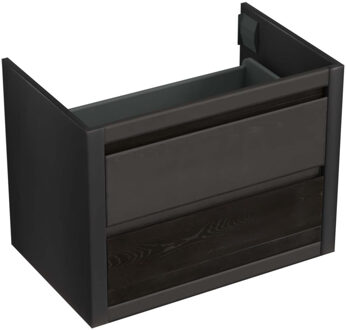 Forzalaqua Onderkast Forzalaqua Gela 80x51x60 Cm 2 Softclose Lades Eiken Black Oiled Zwart