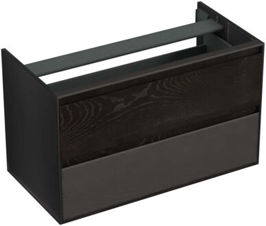 Forzalaqua Onderkast Forzalaqua Reno 100x51x60 Cm 2 Lades Softclose Eiken Black Oiled Zwart