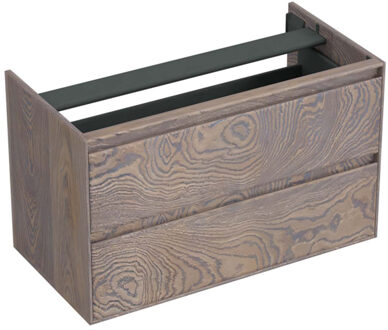 Forzalaqua Onderkast Forzalaqua Reno 100x51x60 Cm 2 Lades Softclose Eiken Silver Grey Bruin