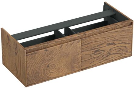 Forzalaqua Onderkast Forzalaqua Reno 120x51x40 Cm 2 Lades Softclose Eiken Castle Brown Bruin