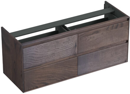 Forzalaqua Onderkast Forzalaqua Reno 140x51x60 Cm 4 Lades Softclose Eiken Charcoal Bruin