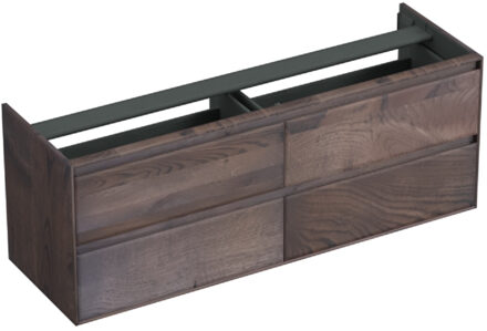 Forzalaqua Onderkast Forzalaqua Reno 160x51x60 Cm 4 Lades Softclose Eiken Charcoal Bruin