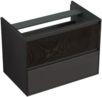 Forzalaqua Onderkast Forzalaqua Reno 80x51x60 Cm 2 Lades Softclose Eiken Black Oiled Zwart