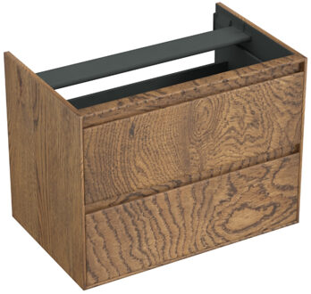 Forzalaqua Onderkast Forzalaqua Reno 80x51x60 Cm 2 Lades Softclose Eiken Castle Brown Bruin