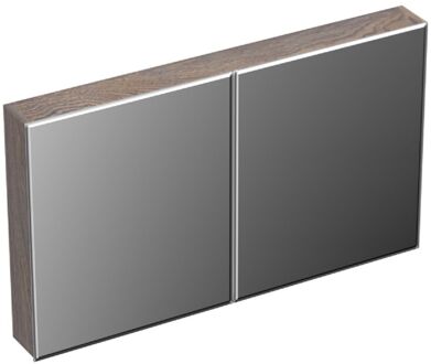 Forzalaqua Spiegelkast Forzalaqua Uni 120x68.5x12.5 Cm 2 Deuren Tweezijdig Spiegel Eiken Silver Grey Bruin