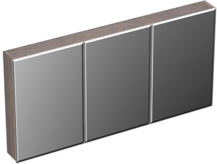 Forzalaqua Spiegelkast Forzalaqua Uni 140x68.5x12.5 Cm 3 Deuren Tweezijdig Spiegel Eiken Silver Grey Bruin