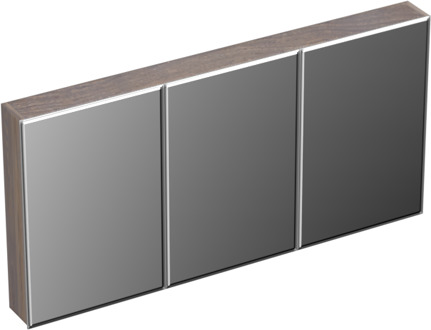 Forzalaqua Uni spiegelkast 140x70cm met 3 deuren silver grey