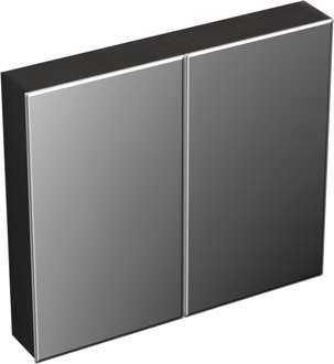 Forzalaqua Uni spiegelkast 80x70cm met 2 deuren black oiled