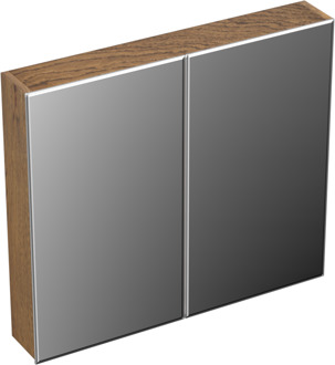 Forzalaqua Uni spiegelkast 80x70cm met 2 deuren castle brown