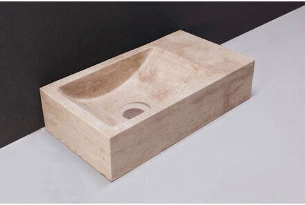 Forzalaqua Venetia fonteinbak 40x22x10cm wasbak Links 0 kraangaten Natuursteen Travertin gezoet 8011330
