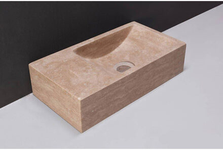 Forzalaqua Venetia fonteinbak 40x22x10cm wasbak Rechts 0 kraangaten Natuursteen Travertin gezoet 8011328