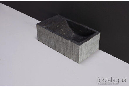 Forzalaqua Venetia fonteinbak 40x22x10cm wasbak Rechts 1 kraangat links Natuursteen Hardsteen gezoet & gefrijnd 8011220 Hardsteen Gezoet & Gefrijnd (Zwart)