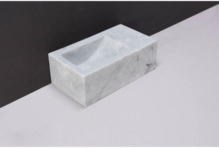 Forzalaqua Venetia Xs fontein 29x16x10cm 1 kraangat rechts rechthoek carrara gepolijst marmer