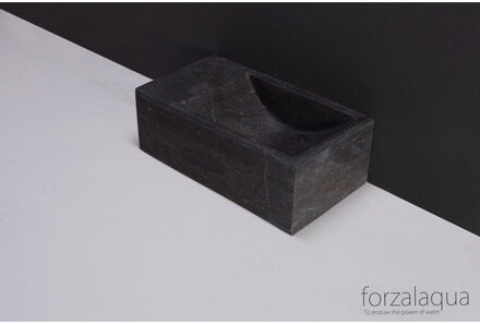 Forzalaqua Venetia Xs fontein 29x16x10cm RECHTHOEK 0 kraangaten links Hardsteen gezoet Blauw grijs