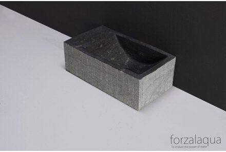 Forzalaqua Venetia Xs fontein 29x16x10cm RECHTHOEK 1 kraangat linksHardsteen gefrijnd Blauw grijs