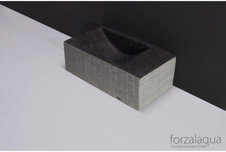 Forzalaqua Venetia Xs fonteinbak 29x16x10cm wasbak Links 1 kraangat rechts Natuursteen Blauw grijs gefrijnd 100236 Hardsteen gefrijnd (antraciet)