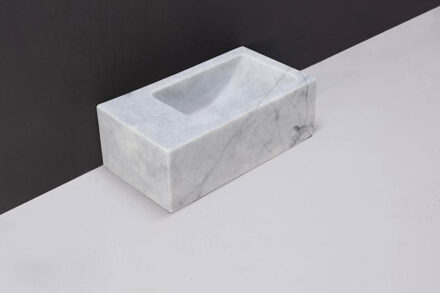 Forzalaqua Venetia Xs fonteinbak 29x16x10cm wasbak Rechts 0 kraangaten Natuursteen Carrara gepolijst 100433 Carrara Gepolijst (Grijs)