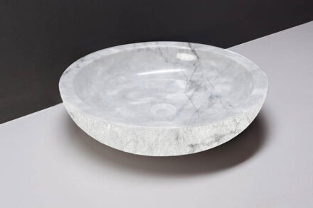 Forzalaqua Verona XL waskom 50x50x12cm 50cm rond carrara gepolijst gekapt marmer