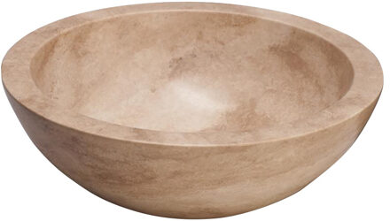 Forzalaqua Waskom Forzalaqua Roma Travertin Rond Gezoet 40x15 cm Creme