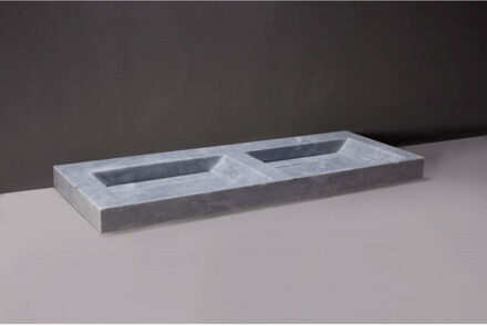 Forzalaqua Wastafel Forzalaqua Bellezza Doppio Cloudy Marmer Gezoet 140,5x51,5x9 cm 2 Kraangaten Licht Grijs