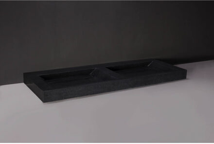 Forzalaqua Wastafel Forzalaqua Bellezza Doppio Cloudy Marmer Graniet Gezoet 2 Kraangaten 140,5x51,5x9 cm Zwart