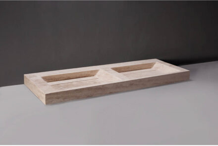 Forzalaqua Wastafel Forzalaqua Bellezza Doppio Travertin Gezoet 140,5x51,5x9 cm Zonder Kraangat Beige