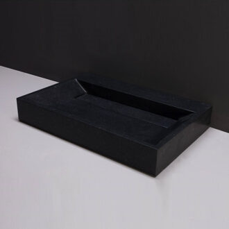 Forzalaqua Wastafel Forzalaqua Bellezza Graniet Gezoet Met Kraangat 80,5x51,5x9 cm Zwart