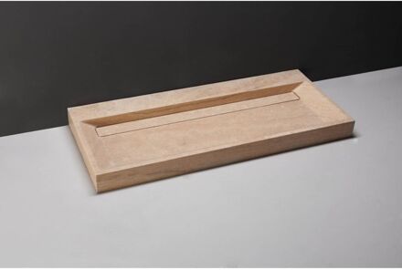 Forzalaqua Wastafel Forzalaqua Bellezza Travertin Gezoet 100,5x51,5x9 cm 2 Kraangaten Beige