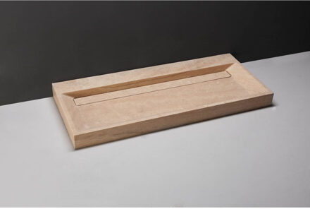 Forzalaqua Wastafel Forzalaqua Bellezza Travertin Gezoet 100,5x51,5x9 cm Zonder Kraangat Beige