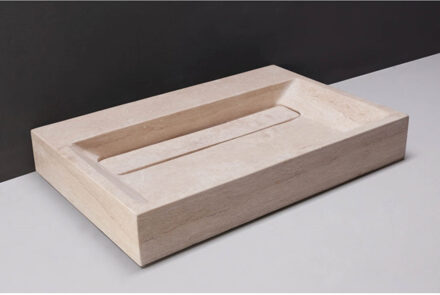 Forzalaqua Wastafel Forzalaqua Bellezza Travertin Gezoet 80,5x51,5x9 cm Zonder Kraangat Creme