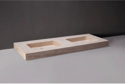 Forzalaqua Wastafel Forzalaqua Napoli Travertin Gezoet 160x60x9 cm Zonder Kraangat Creme