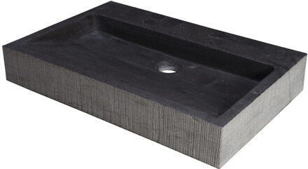Forzalaqua Wastafel Forzalaqua Oslo Hardsteen Gefrijnd Met Kraangat Antraciet 60x40x9 cm