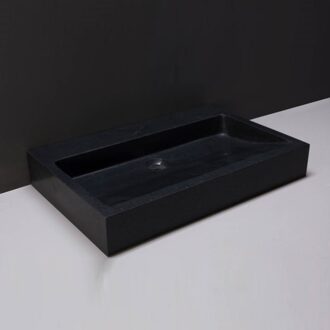 Forzalaqua Wastafel Forzalaqua Palermo Graniet Gezoet Zonder Kraangat Zwart 60x40x9 cm Forzalaqua