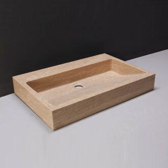 Forzalaqua Wastafel Forzalaqua Palermo Travertin Gezoet Zonder Kraangaten Beige 60x40x9 cm