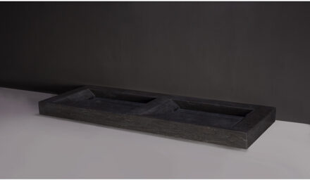 Forzalaqua Wastafel Forzalaqua Stockholm Hardsteen Gezoet Met 2 Kraangaten 140,5x51,5x9,5 cm Antraciet