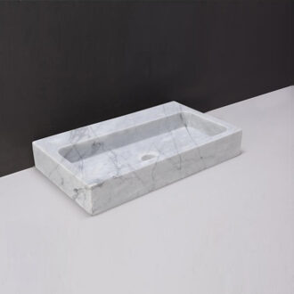 Forzalaqua Wastafel Forzalaqua Taranto Carrara Gepolijst 50x30x8 cm Grijs Zonder Kraangat