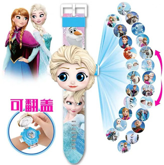 Forzen children's watch male and female children projection electronic cartoon toy 24 figure flip Toy Watch kids watches
