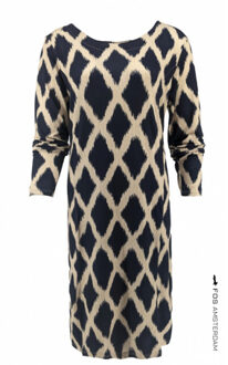 Fos jurk fiona ruit navy Veelkleurig - L